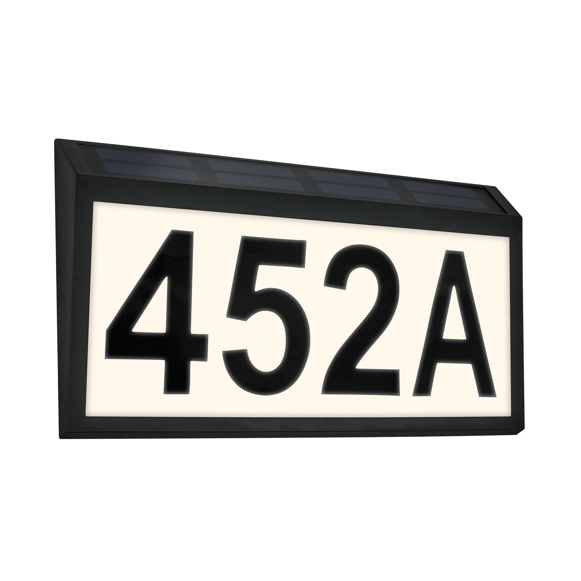 BRILONER - Solar house number with twilight sensor, water splash protection, warm white light colour, outdoor lamp, outdoor lighting, outdoor light, 28 x 18 x 3.5 cm, black