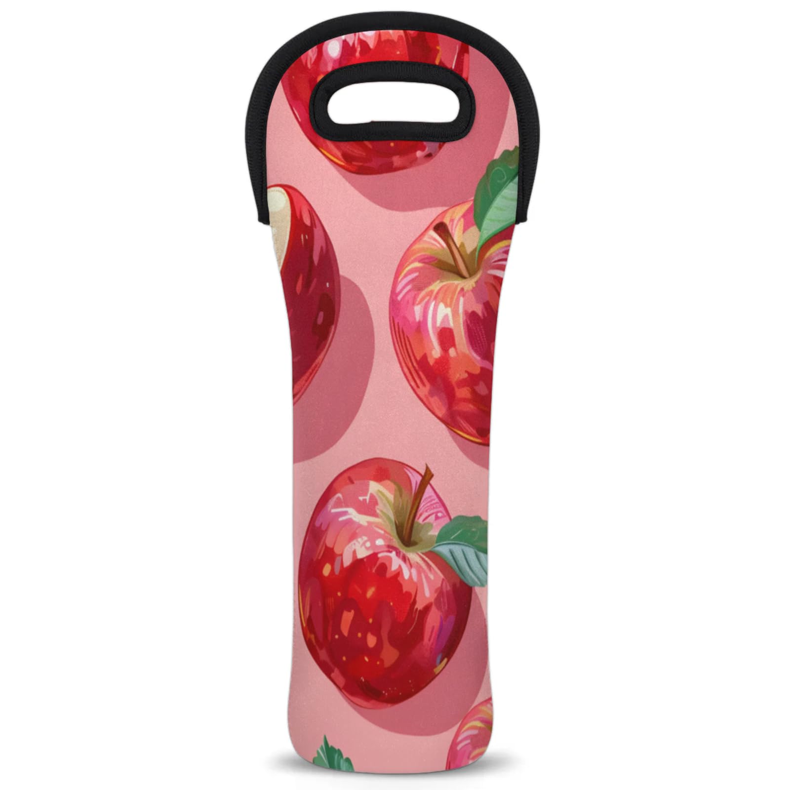 Neoprene Wine Tote Carrier Bag for Wine,Water, Champagne, Beer, Baby Bottles 15.6 x 5.1 Inches, Protective Wine Bag,Fruits Apples