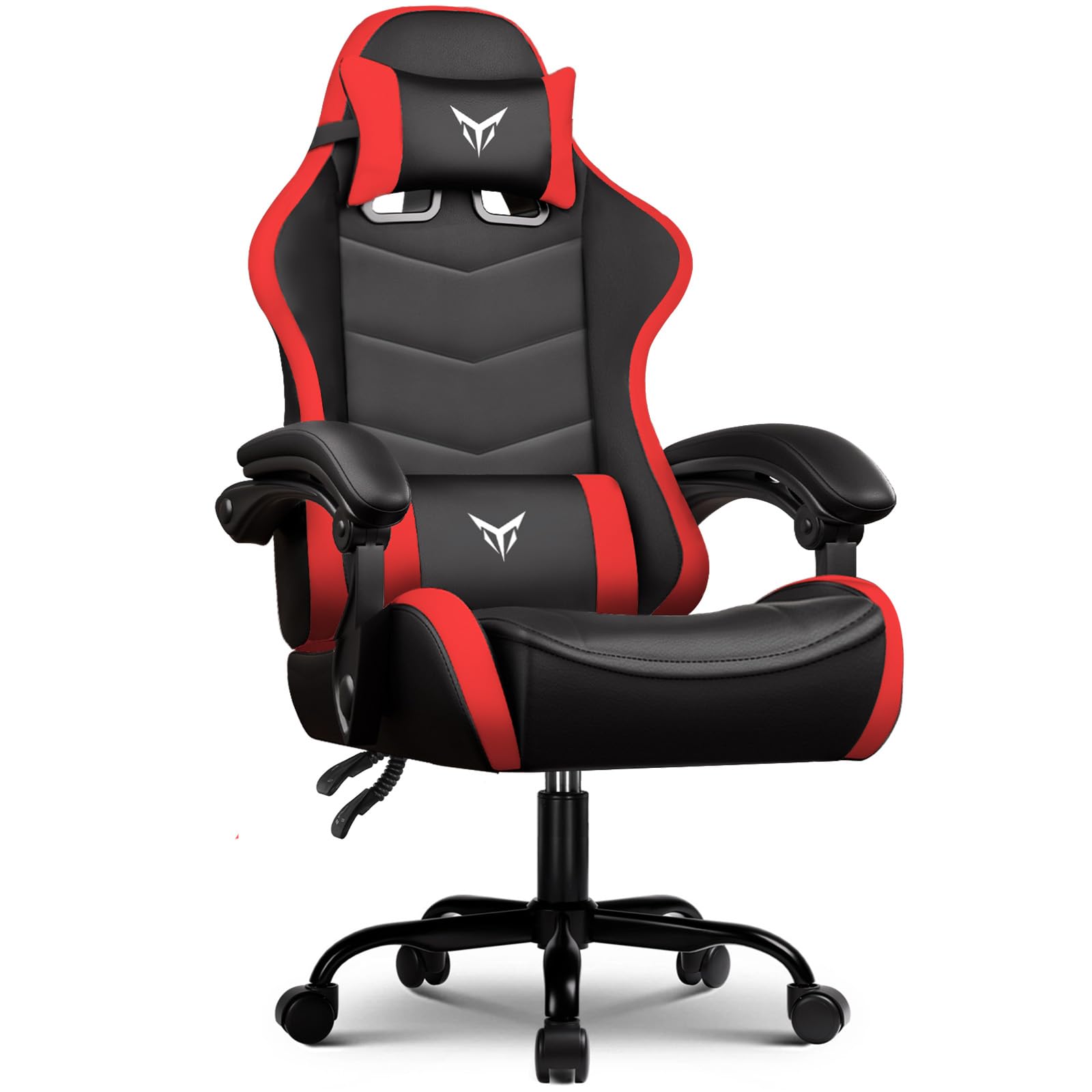 GTPLAYER Gaming Chair High Back Computer Chairs Rest for Adults, Ergonomic Height Adjustable Recliner Chair 300lbs with Linkage Armrest and Lumbar Support for Home Office, Red