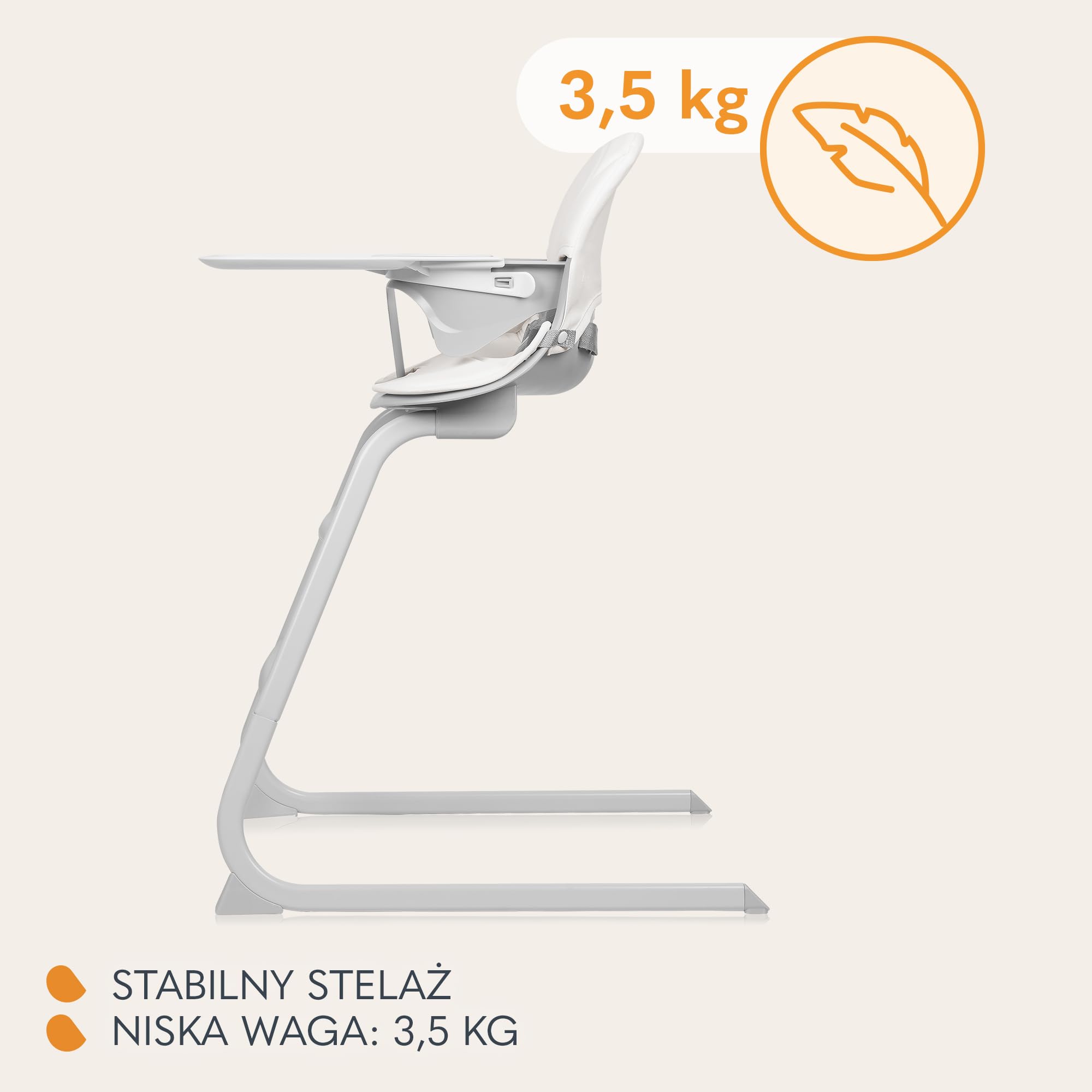 LIONELO DALIA 2 w 1 Krzesełko Dziecięce do Karmienia 6-36 miesięcy 15 kg, Krzesełko dla Starszych Dzieci do 60 kg, 5-Punktowe Pasy, 2 Podnóżki, Taca, Rośnie wraz Dzieckiem (Jansy szary)