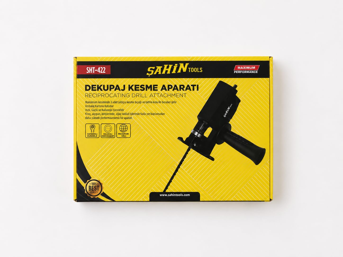 DORDOİ Şahin Dekupaj Kesme Aparatı Matkap Uyumlu Testere Aparatı 3 Adet Testere Bıçağı Dahil SHT-422
