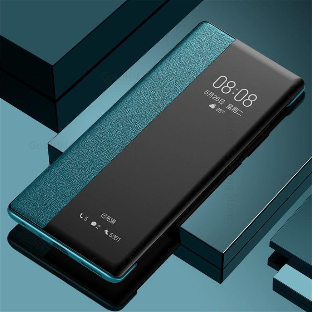 for Samsung S24 Ultra Leather Flip Clear Phone Case for Galaxy S23 Ultra S22 S21 S20 Note 20 Protective Cover,Blue,for Samsung S24Ultra