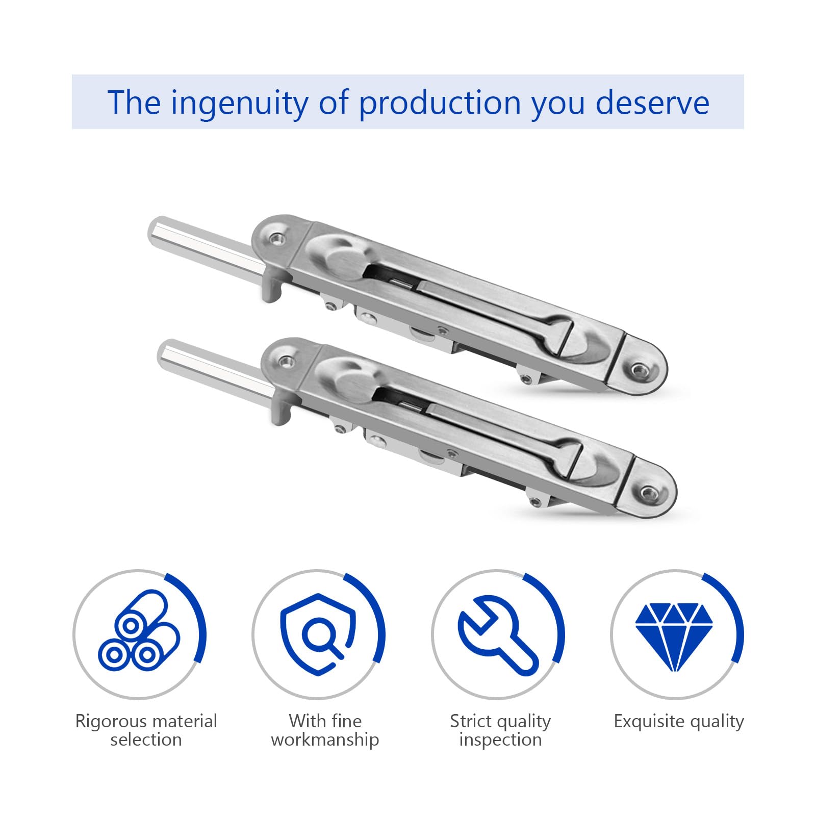 Sliding Door Lock, 2PCS Door Flush Bolt Stainless Steel Door Latches for Internal Door Concealed Door Slide Bolt with Installation Screws for Bathroom Bedroom - Image 3
