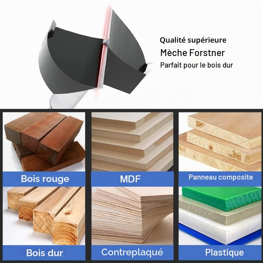 ASNOMY Lot de 10 forets forstner en acier au tungstène, 16 à 54 mm, avec pointe de centrage, foret à bois, foret pour bois et bois dur (16, 19, 22, 25, 29, 32, 35, 45, 50,54 mm)