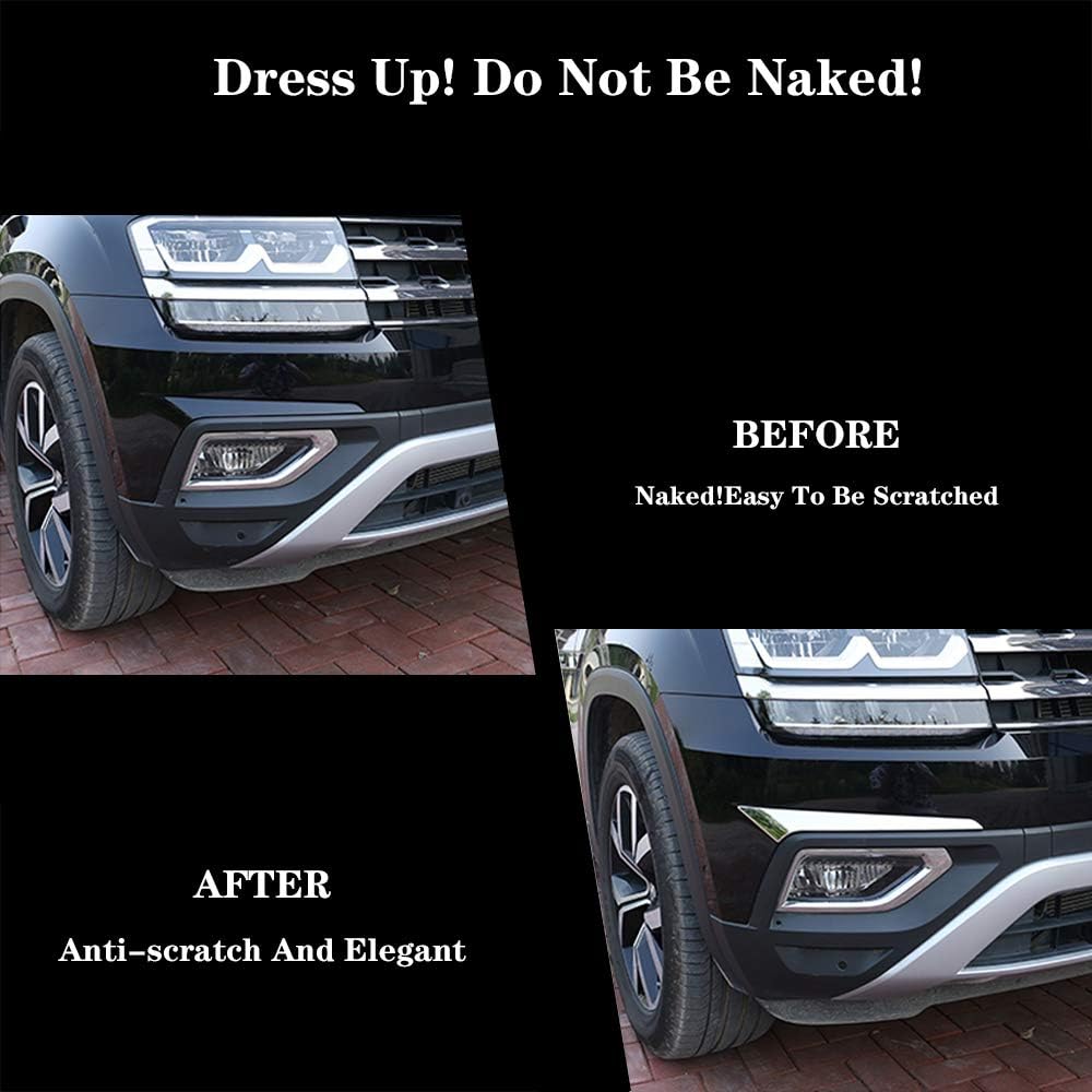 OBL Front Fog Lamp Strips Trim for Volkswagen VW Atlas Teramont 2017-2019 Car Accessory ABS Chrome Exterior Fog Light Decoration Cover (Pack of 2)