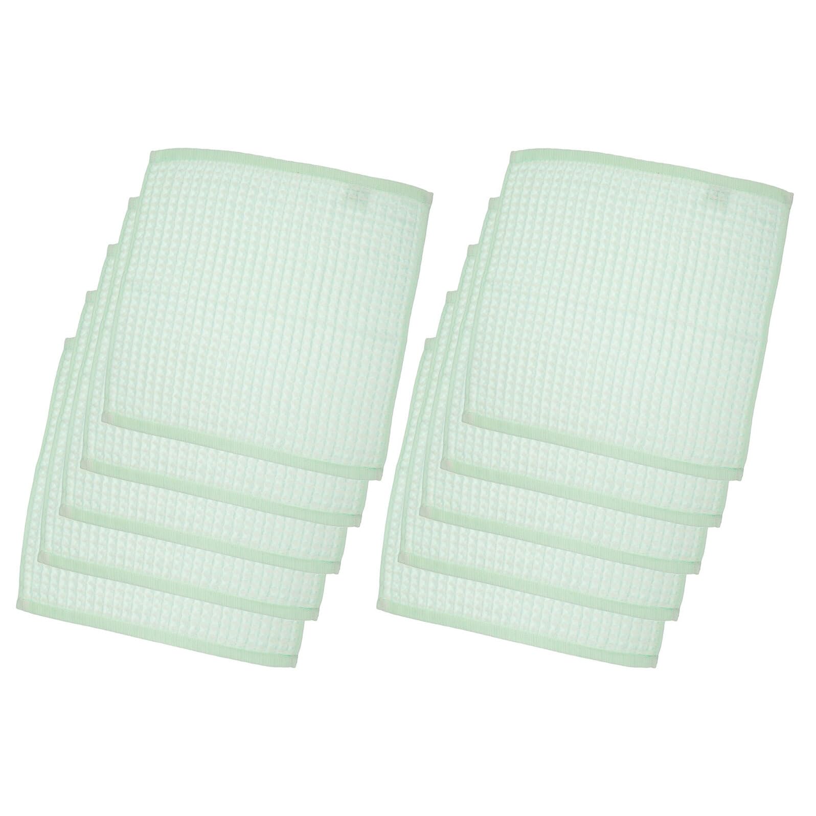 10 Piezas Paños de Cocina de Algodón Alta Absorción Suaves y Reutilizables para Lavar Platos Secar Manos y Limpiar Encimeras Diseño Cuadrado Compacto Verde