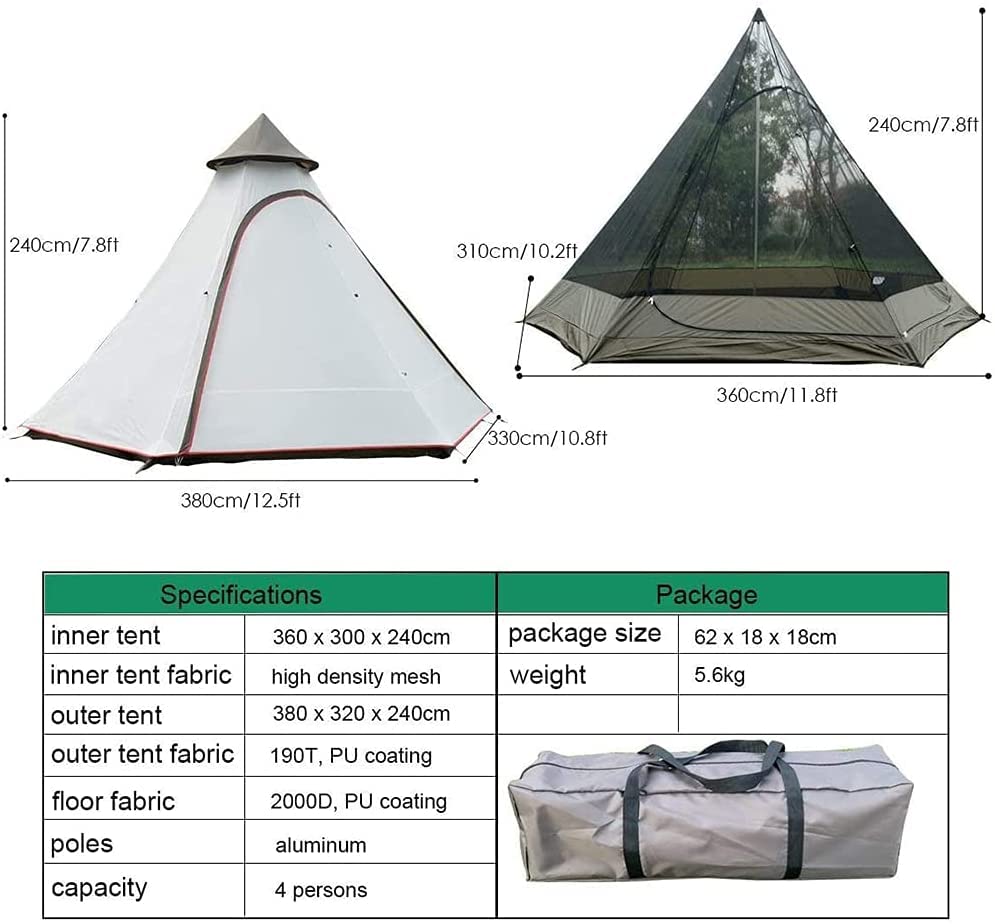 Carpa Pirámide Impermeable GeRRiT para Camping y Excursión miniatura 4