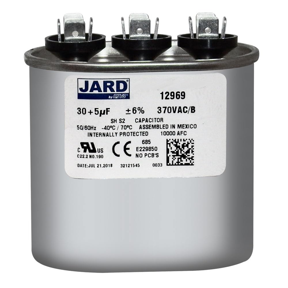 12969-30 + 5 uF MFD x 370 VAC Oval Dual Run Capacitor Replaces GE/Genteq # C3305L / 97F9681