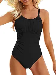 Maiô feminino com controle de barriga, roupa de banho vintage modesto