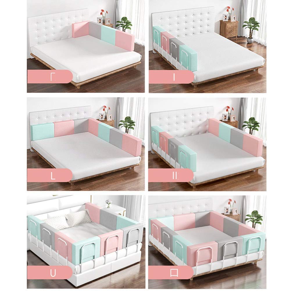 Barandilla de Cama para niños pequeños, Protector de Cama de Espuma para bebés, Protector de Descanso portátil para mesita de Noche, para el hogar y Viajes (Color: Rosa, Tamaño: 60