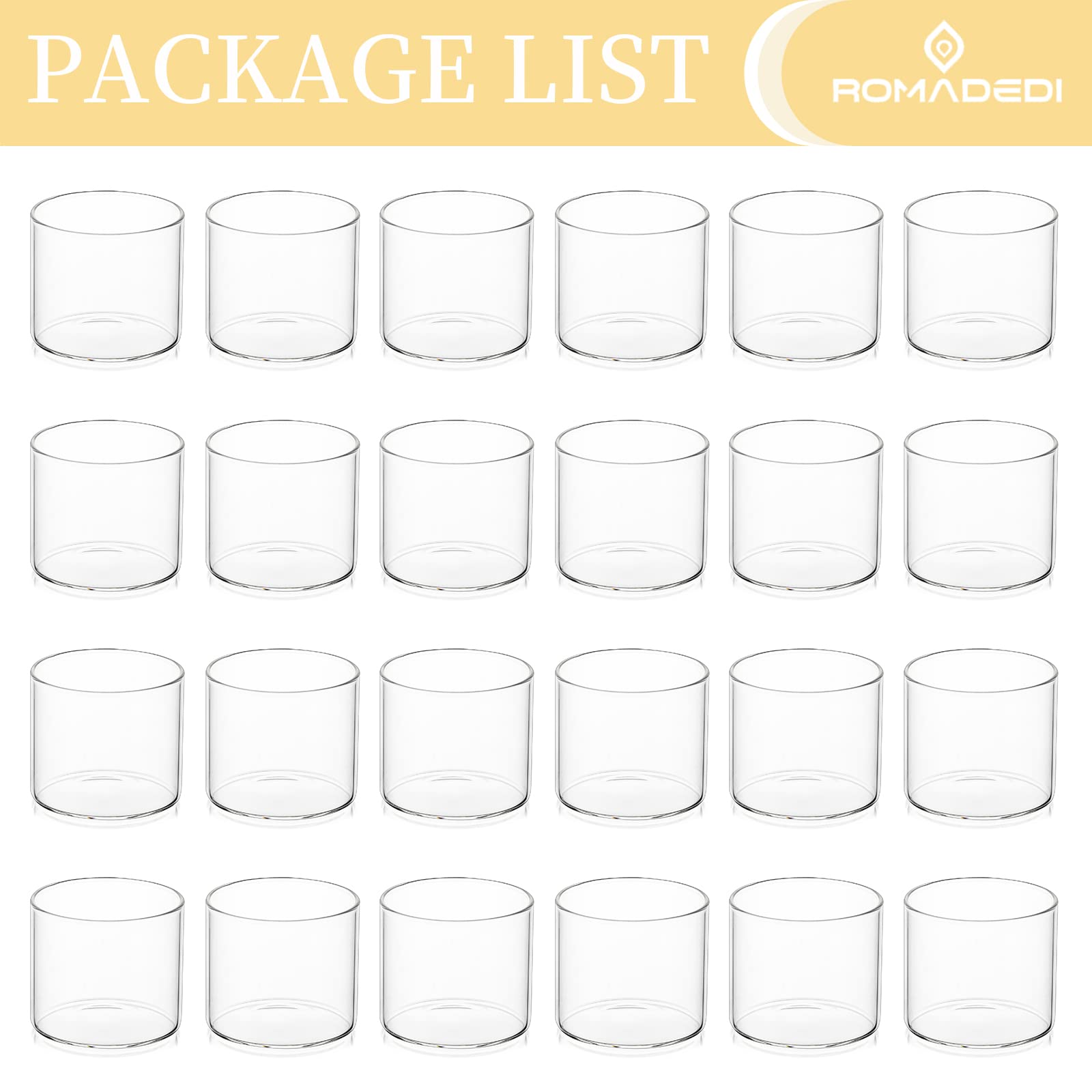 Lot de 20 photophores votifs en Verre Transparent pour Bougies Chauffe-Plat