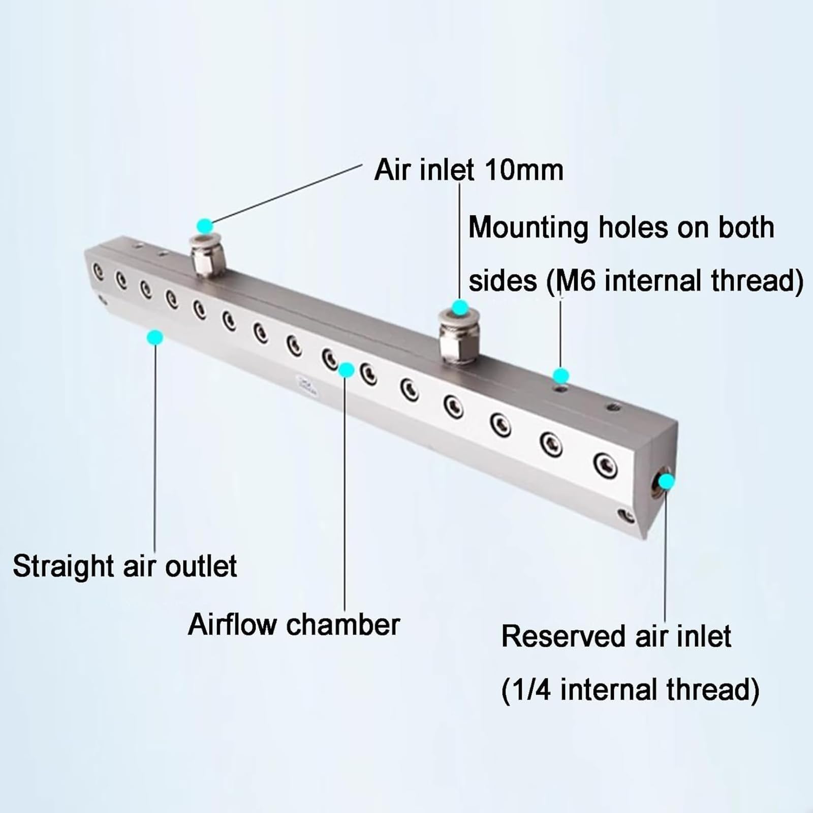 Soffiatore a lama d'aria, lama d'aria in lega di alluminio con ugello a gas, filettatura da 1/4", rimozione acqua/rimozione polvere, uso con compressore d'aria, per linea di produzione industriale