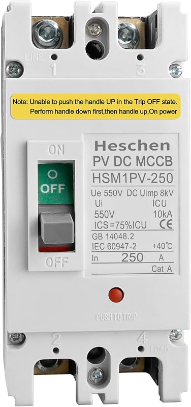 Heschen DC 250A Fotovoltaikus Áramköri Védőkapcsoló 550V Napelemes Rendszerhez