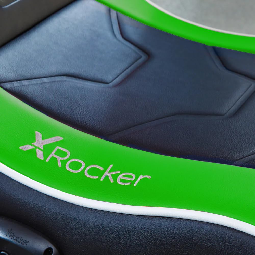 X Rocker Shadow 2.0 Floor Rocker Gaming Kinder Sessel mit 2.0 Audiosystem - Grün/Schwarz/Weiß
