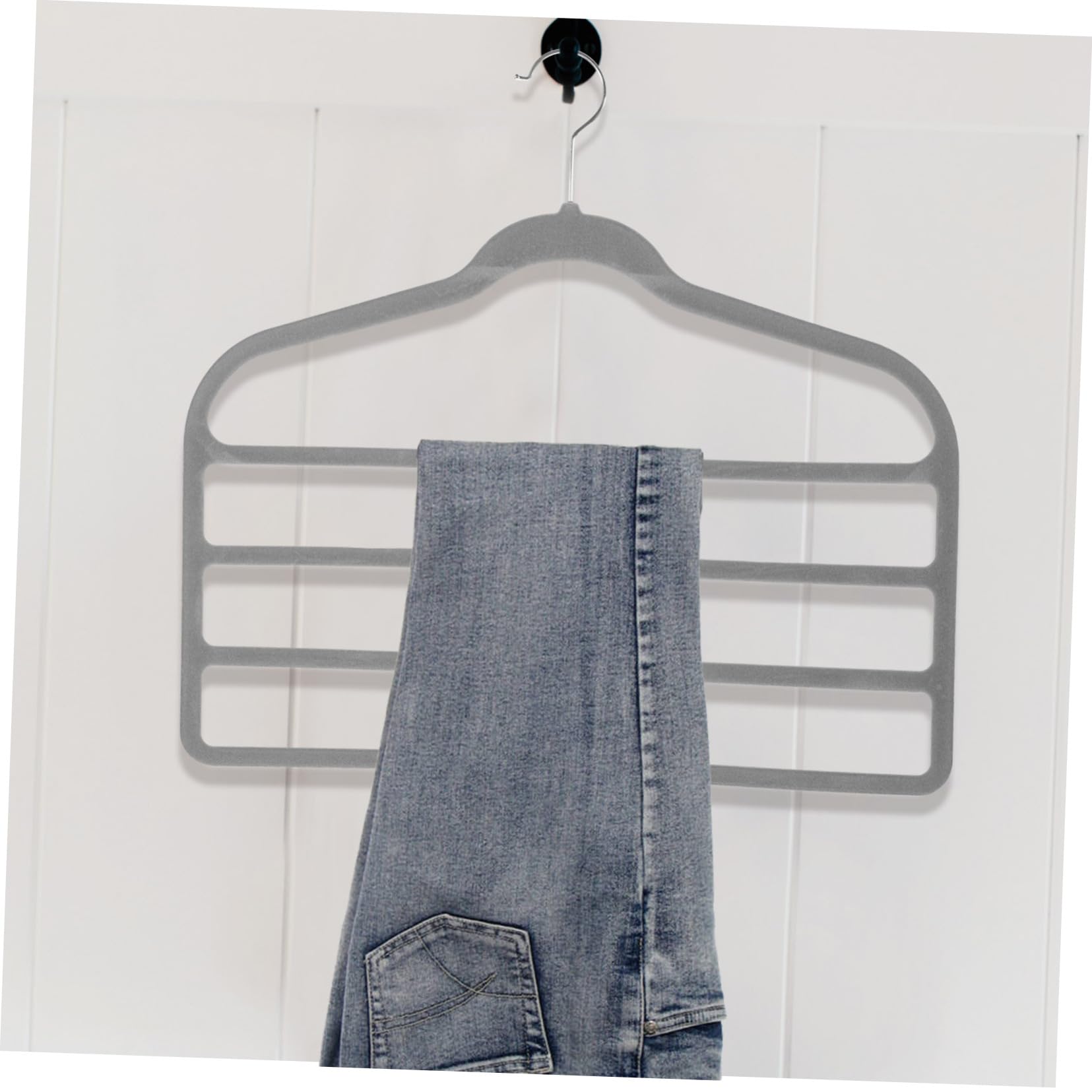 Perchas Multicapa para Pantalones de Plástico Revestimiento de Terciopelo Antideslizante, Paquete de 10 Unidades, Práctico Ahorro de Espacio en Armarios