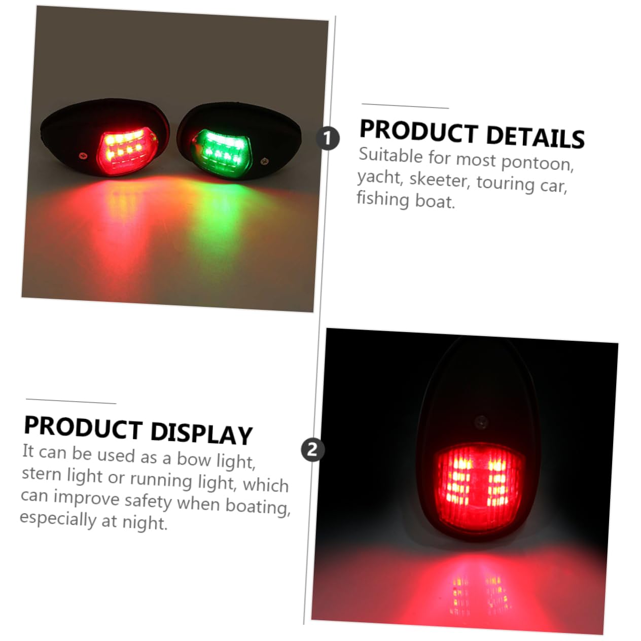 BESTonZON 2pezzi Led Di Navigazionper Barche Impermeabili Segnalazione Rossa Per Yacht e Pontoon Basso Consumo Energetico Alta Visibilità Facile Installazione