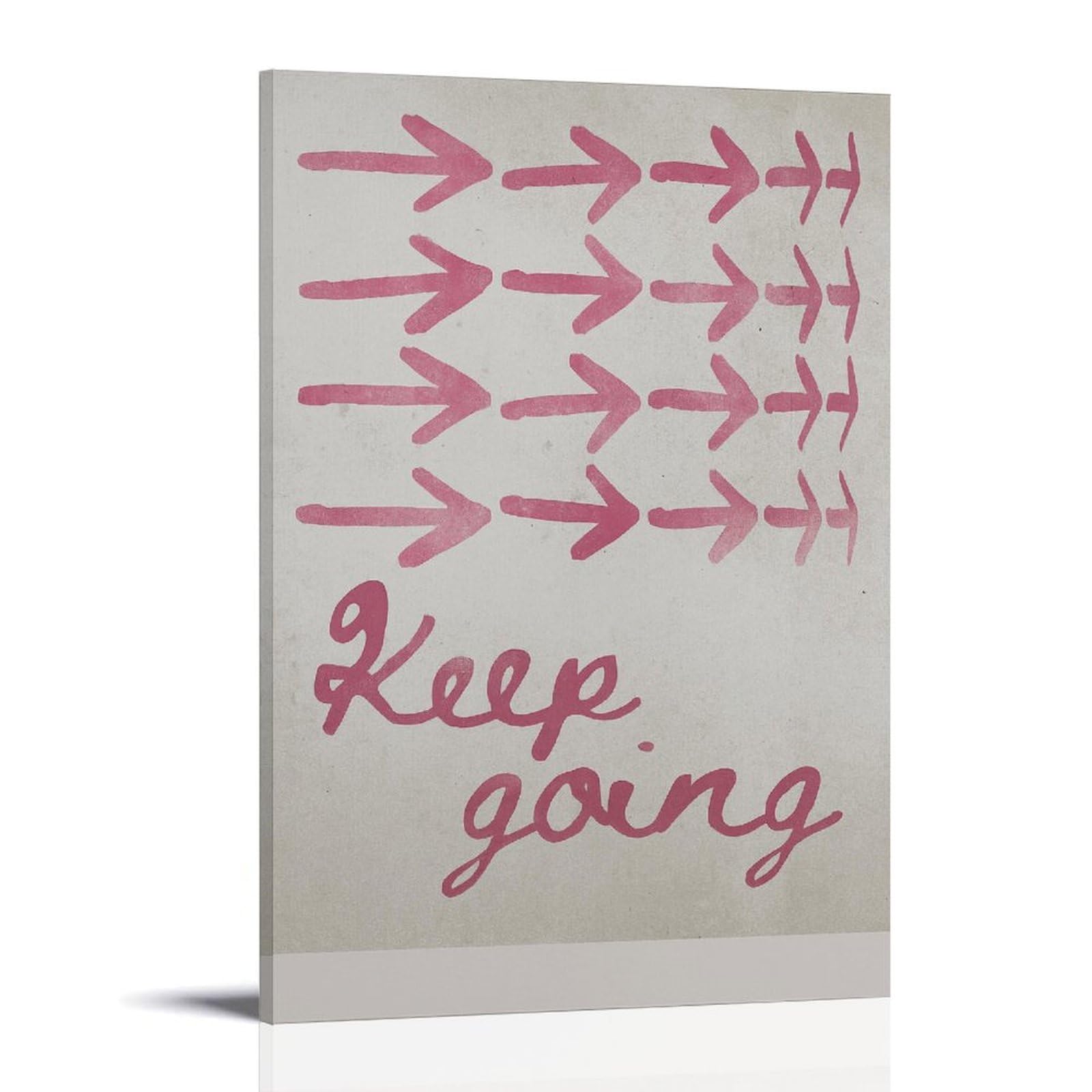 Póster inspirador de flecha rosa con texto en inglés "Keep Going", arte moderno y lindo para decoración de pared, decoración del hogar para sala de estar, apartamento, universidad