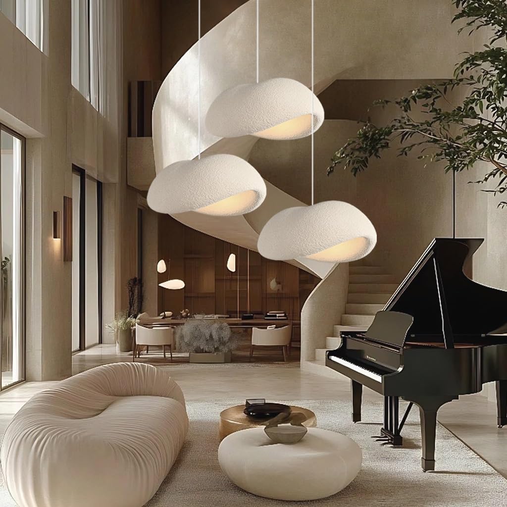 PANNN Modern Wabi-Sabi Pendant Light E27 Creative Pendant Light Nordic Style Three Light Pendant Cloud Shaped Lamp Fixture Brown Chandelier for Dining Living Room Bedroom Hanging Lamp(A1)