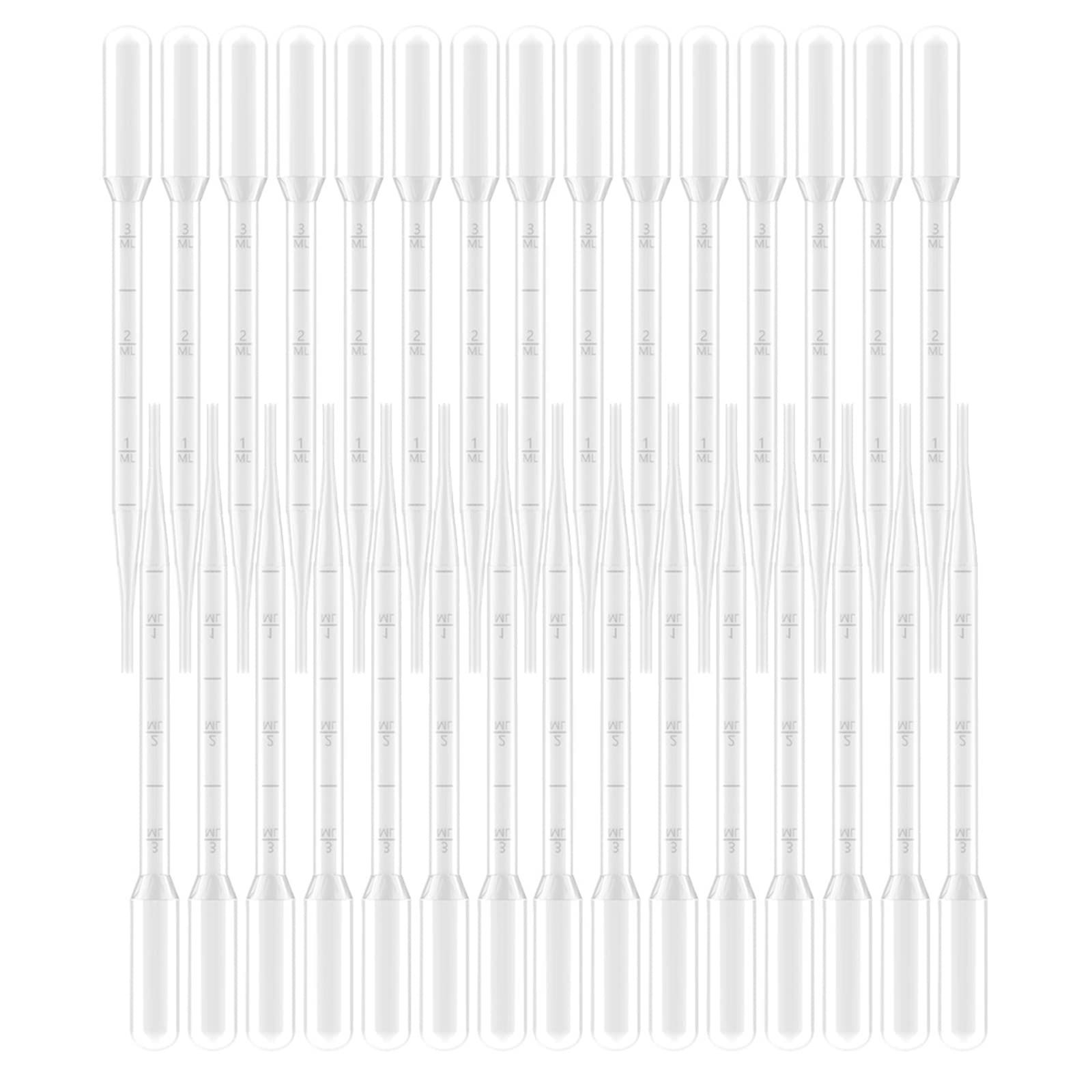 30Pcs 3.0ml Graduated Transparent Plastic Transfer Pipette Dropper for Transfering Essential Oils Perfume Mixing Acrylic Paints and Lab