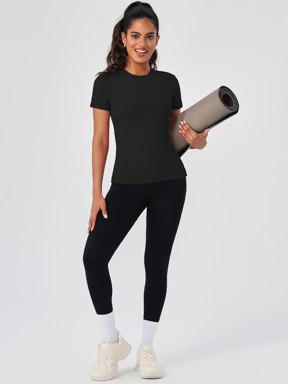 TAISIM Women's Compression Shirts 3 Pack Short Sleeve Dry Fit Athletic Tight Base Layer for Running Gym Yoga