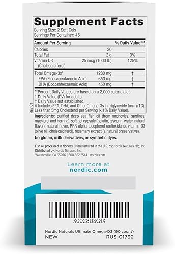 Miniatura 10 de Nordic Naturals Ultimate Omega-D3 sabor a limón 120 geles blandos 1280 mg de Omega-3  1000 IU de vitamina D3 - Aceite de pescado Omega-3 - EPA y DHA