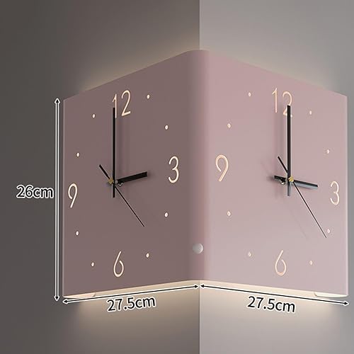 Miniatura 2 de Reloj de pared Corne de doble cara, reloj de pared digital de esquina con escala numeral, funciona con pilas, reloj de pared silencioso con sensor