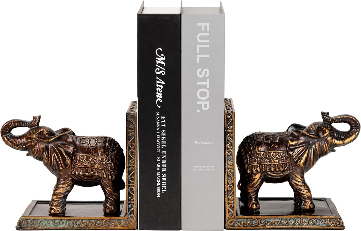 Elephant Book Ends for Shelves, Decorative Bookends for Heavy Books, Cute Bookends to Hold Books Heavy Duty, Vintage Bookshelf Decor