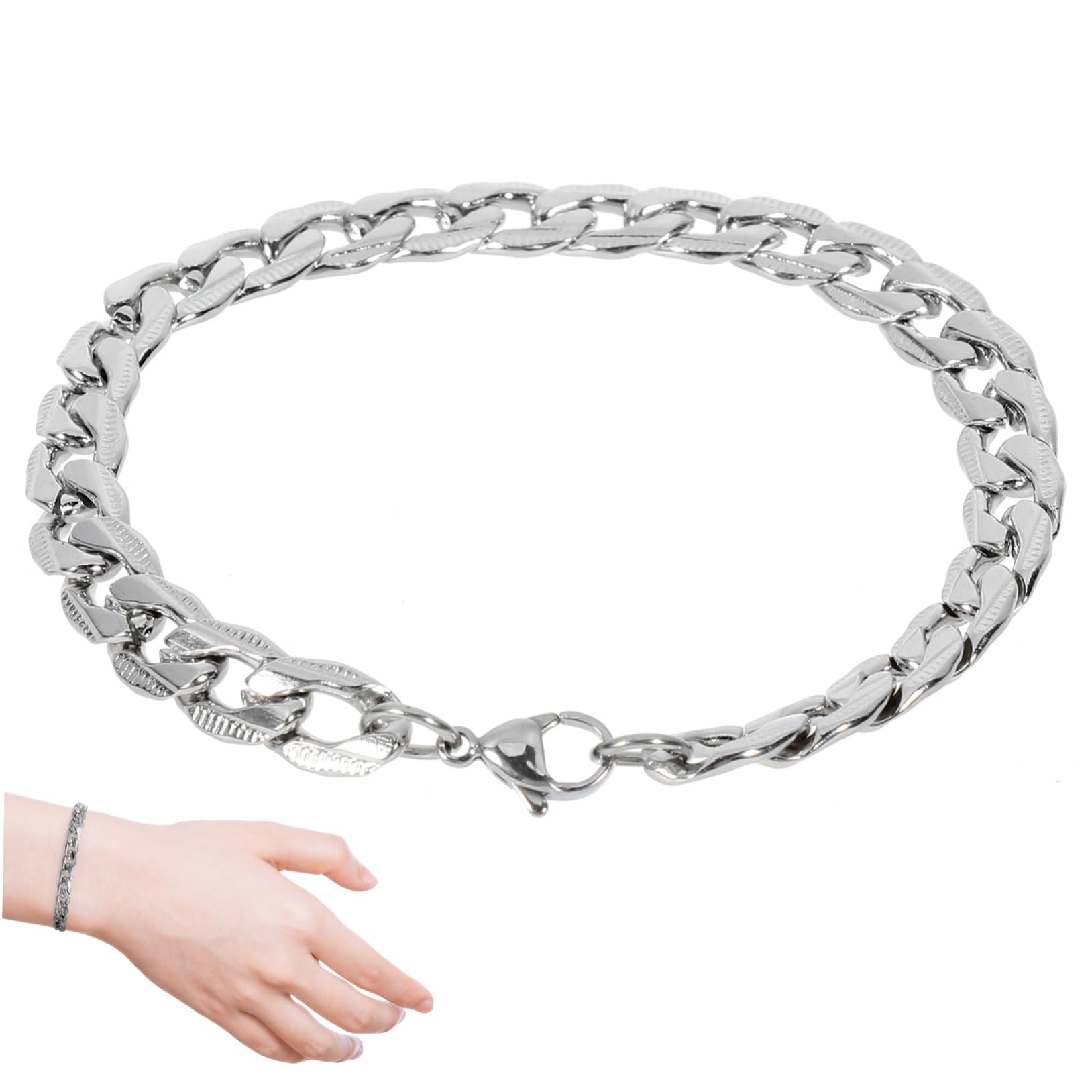 1pc Chunky Chain Bracelets Simple Silver Fashion Men Jewelry Hand Decor Titanium Steel Ornament