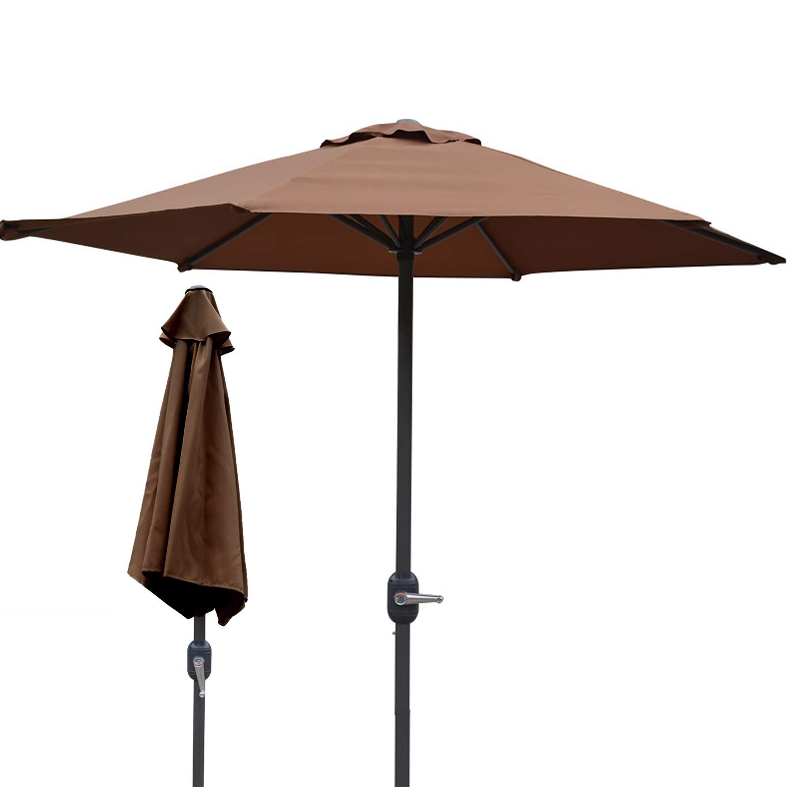 WDSOPK 6.6' Outdoor Patio Umbrella,Garden Parasol Umbrella with Crank Handle,Sun Shade Umbrellas for Market/Beach/Backyard,Easy Setup(Tan-A)