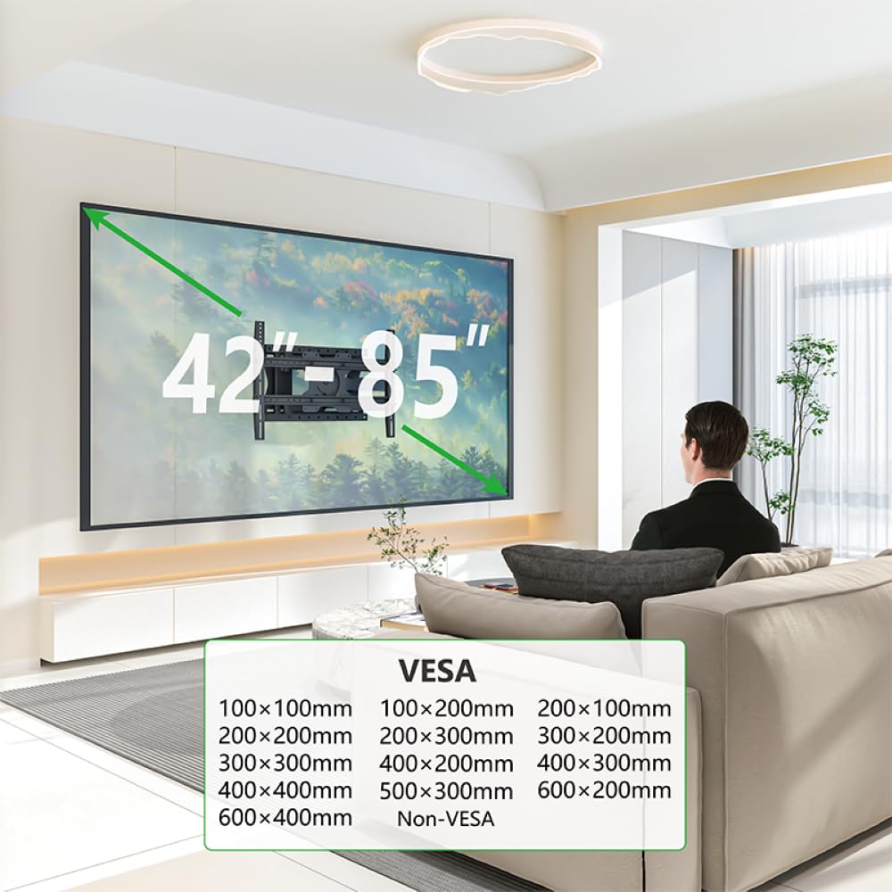 XTRARM TiTon 100 cm, supporto TV a parete, rotazione, inclinazione, TV max.60 kg, VESA 600x400mm