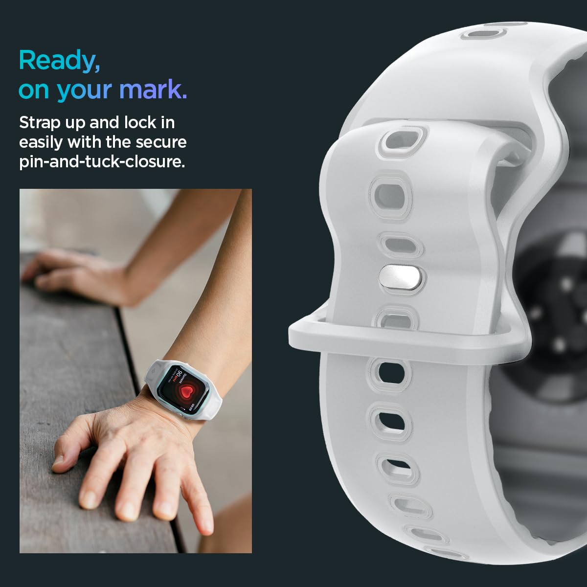 Spigen Liquid Air Pro Hülle mit Armband Kompatibel mit Apple Watch 11/10 46mm (2025/2024) - Grau