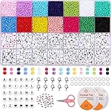 💕 【REGALO IDEAL】 - Este juegos de hacer pulseras collares y anillos es ideal para regalos de cumpleaños y Navidad para niñas. Las niñas pueden hacer pulseras, collares y cintas para el cabello de la amistad con cuentas de colores y abalorios letras. También puede hacer manualidades como regalo del día de la madre, regalo del día del padre, también es una opción de regalo especial para Acción de Gracias, Año Nuevo y otras ocasiones especiales.
