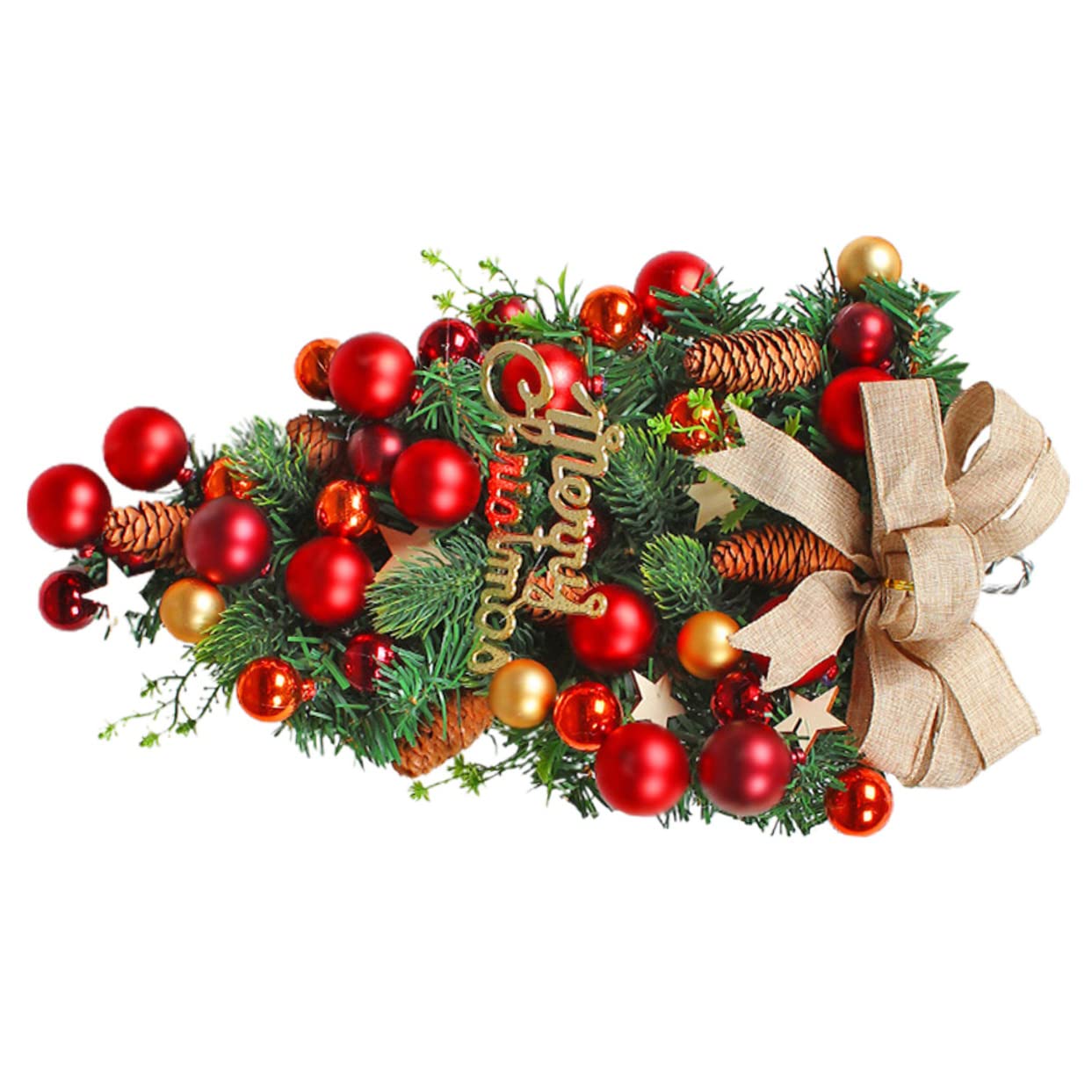 Didiseaon Christmas Bow Wreath for Front Door Charming Welcome Sign Decor Xmas Wreath Faux Leaves and Holiday Decoration for Cheerful Ambiance