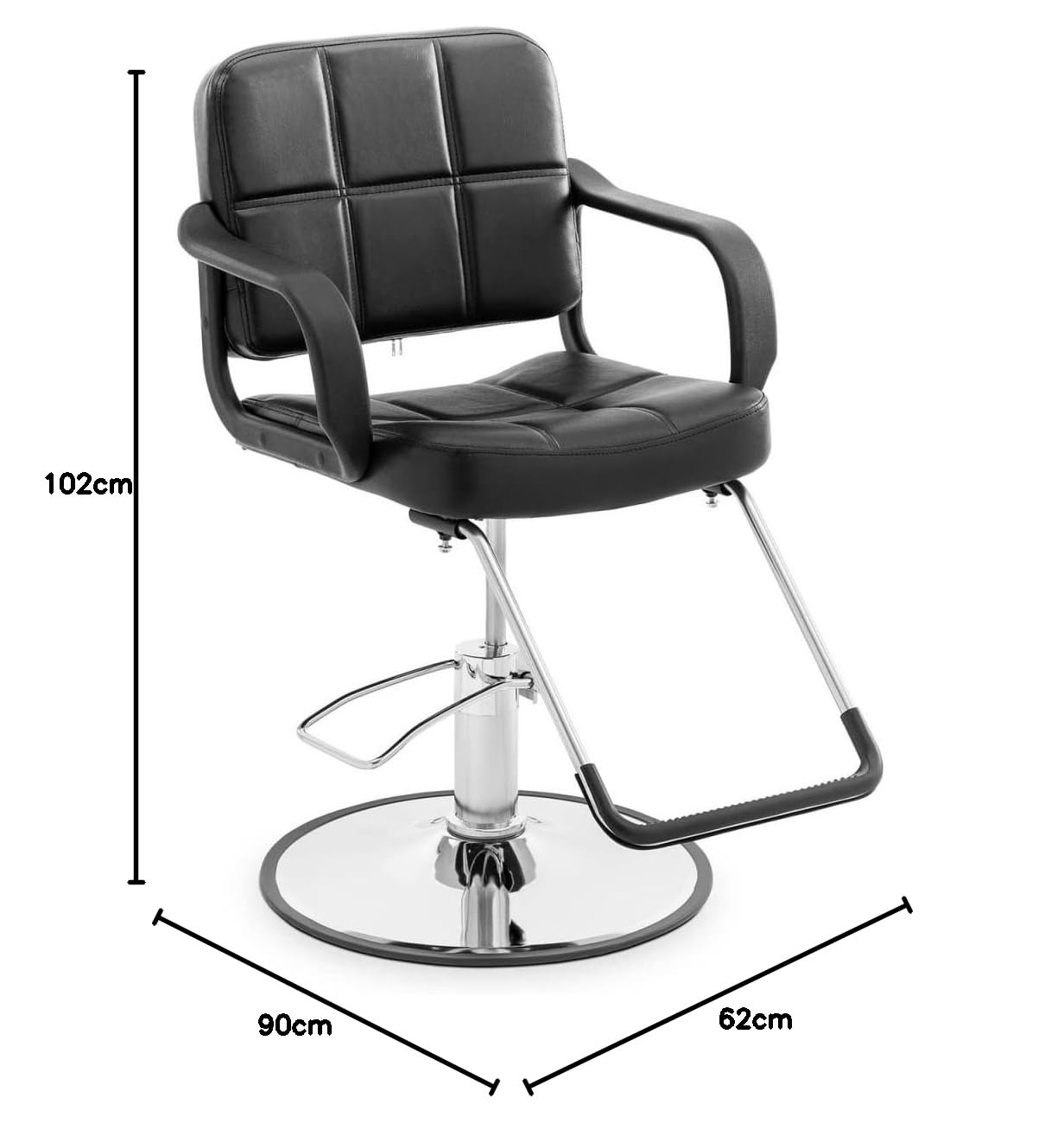 Physa Physa Epsom Black Friseurstuhl Fußstütze Fußstütze 50-64 cm 170 kg Schwarz Friseursessel Friseurstuhl höhenverstellbar Bedienstuhl