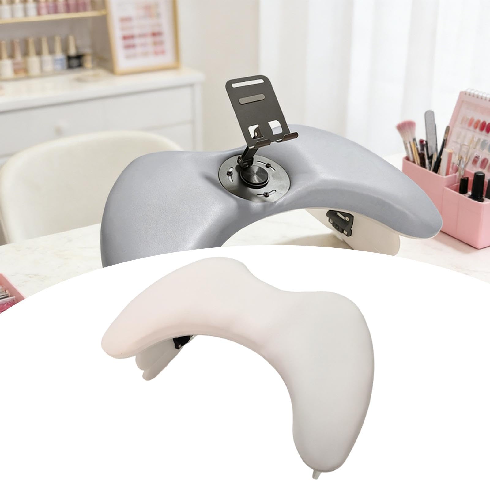 Cuscino per Manicure Poggiapolso Poggiabraccio Unghie Cuscino Manicure Pieghevole Altezza Regolabile PU Comodo per Trattamento Lungo Adatto a Salone S, Bianco Senza Parentesi