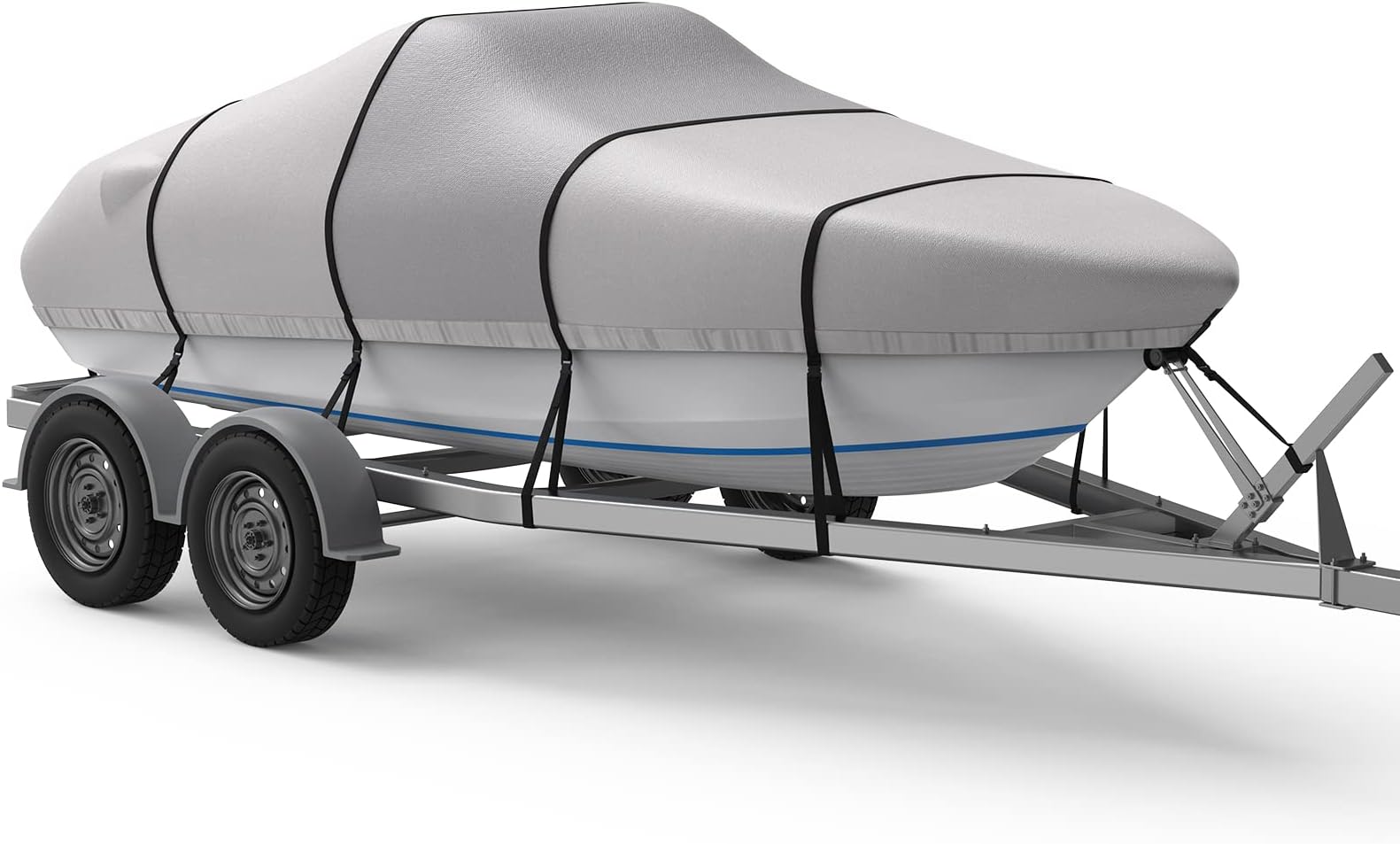 RVMasking 1200D Middle Rip-Stop Waterproof Boat Cover with Storage Bag Fits Bass Boat, V-Hull, Runabout, Fish&Ski, Tri-Hull, Heavy Duty Marine Grade Boat Cover Length: 17’-19’, Beam Width up to 96”