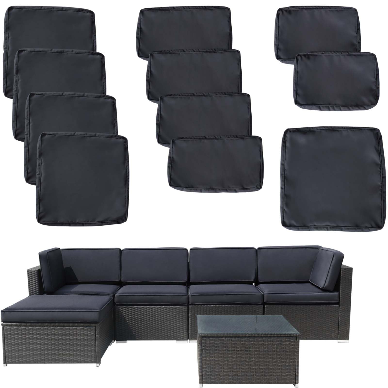 FKSLIFE Outdoor Patio Cushion Covers Replacement, 9 Piece Outdoor Cushion Slipcovers,Water Resistant Outdoor Cushion Covers (Dark Grey)
