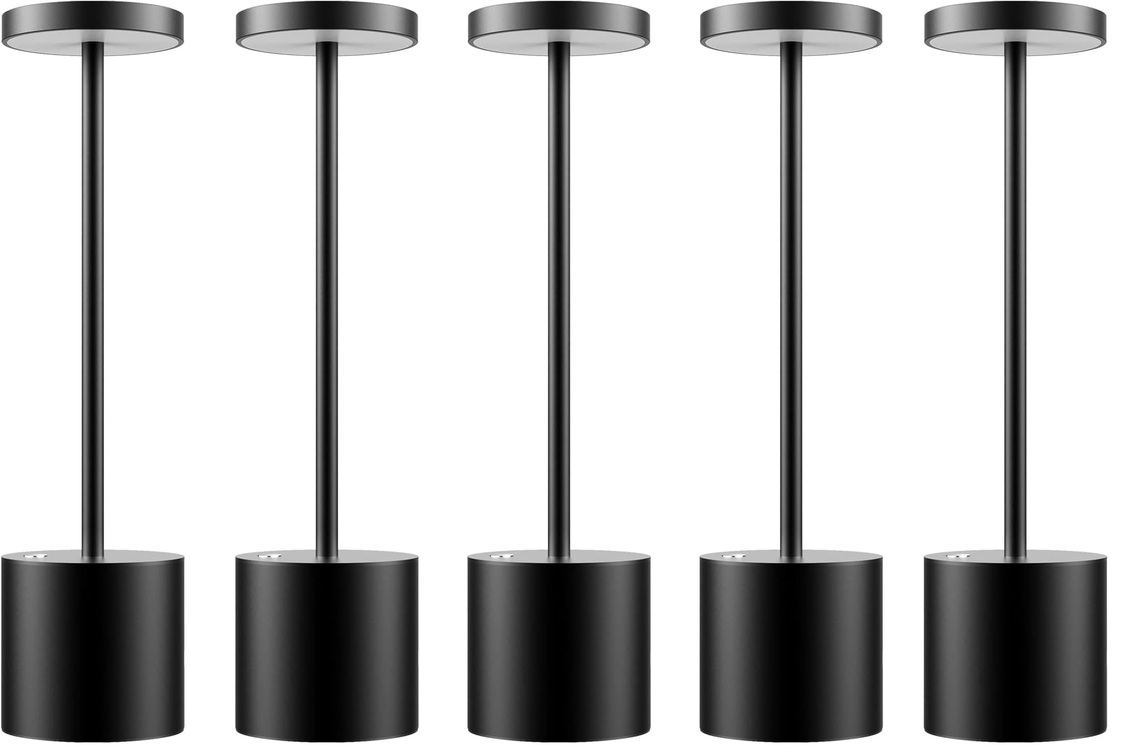 5 Pezzi Lampada da Tavolo Touch, Ricaricabile, Senza fili, dimmerabile, Colore Nero, con 3 intensità di luce - CW968-5pz