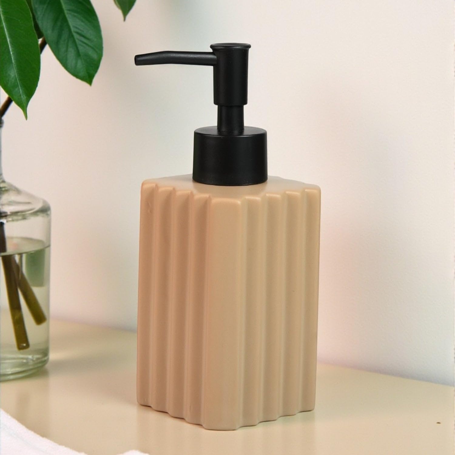 SaSaSa Ceramic Soap Dispenser Set of 1 | Bathroom & Kitchen Refillable Liquid Soap Dispenser Set with Pump | Ceramic Lotion & Hand Wash Bottle for Sink | Gift for Home, (12236)-image-26