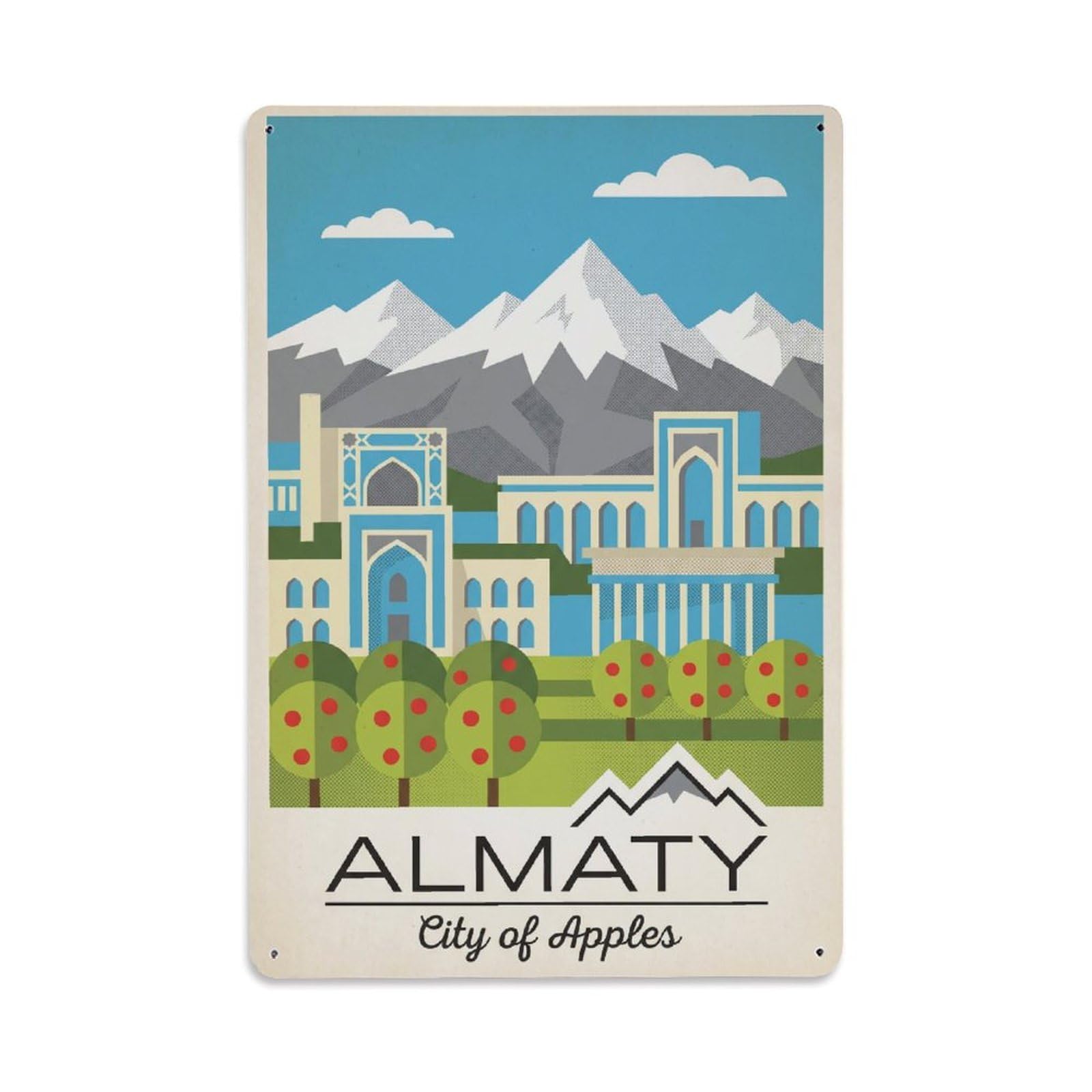 Gead 8X12inch Style Vintage Travel Kazakhstan Almaty Metal Tin Sign