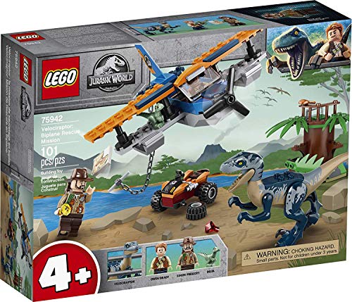 LEGO Jurassic World Velociraptor: Biplane Rescue Mission 75942 Dinosaur Toy for Preschool Kids Featuring a Buildable Plane Toy Posable Velociraptor and Baby Raptor Delta 101 Pieces product thumbnail 2