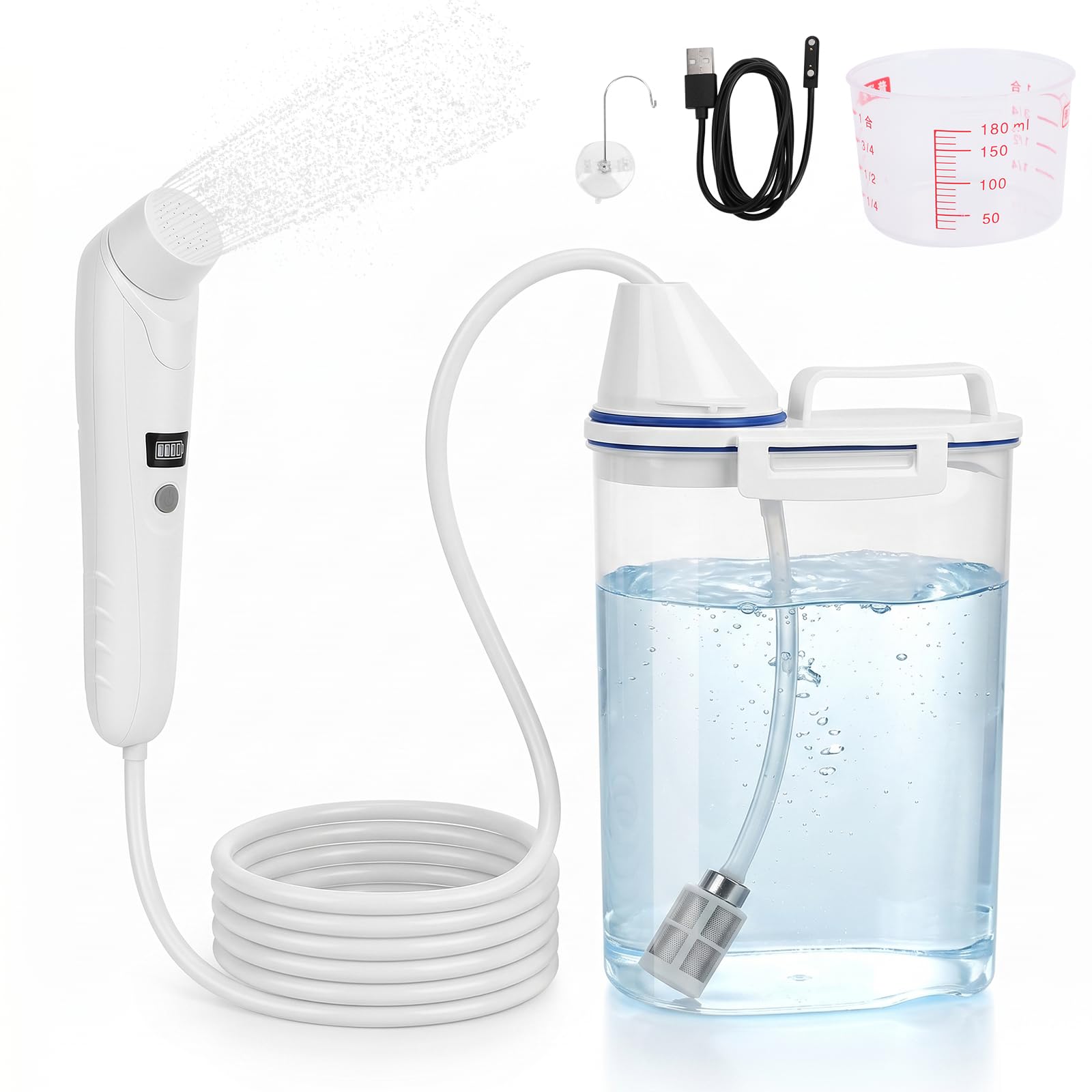 ZESTEFY Portable Electric Bidet with 2L Water Tank Rechargeable Handheld Bidet Sprayer, Muslim Shower Spray Clean Personal Hygiene for Travel Camping Outdoor Hiking Cordless for Personal Hygiene