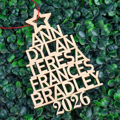 2026 Family Tree Ornament Personalized w/Name - Up to 7 Names - Xmas Tree Ornaments Keepsake for Relatives, Custom Ornament for Family