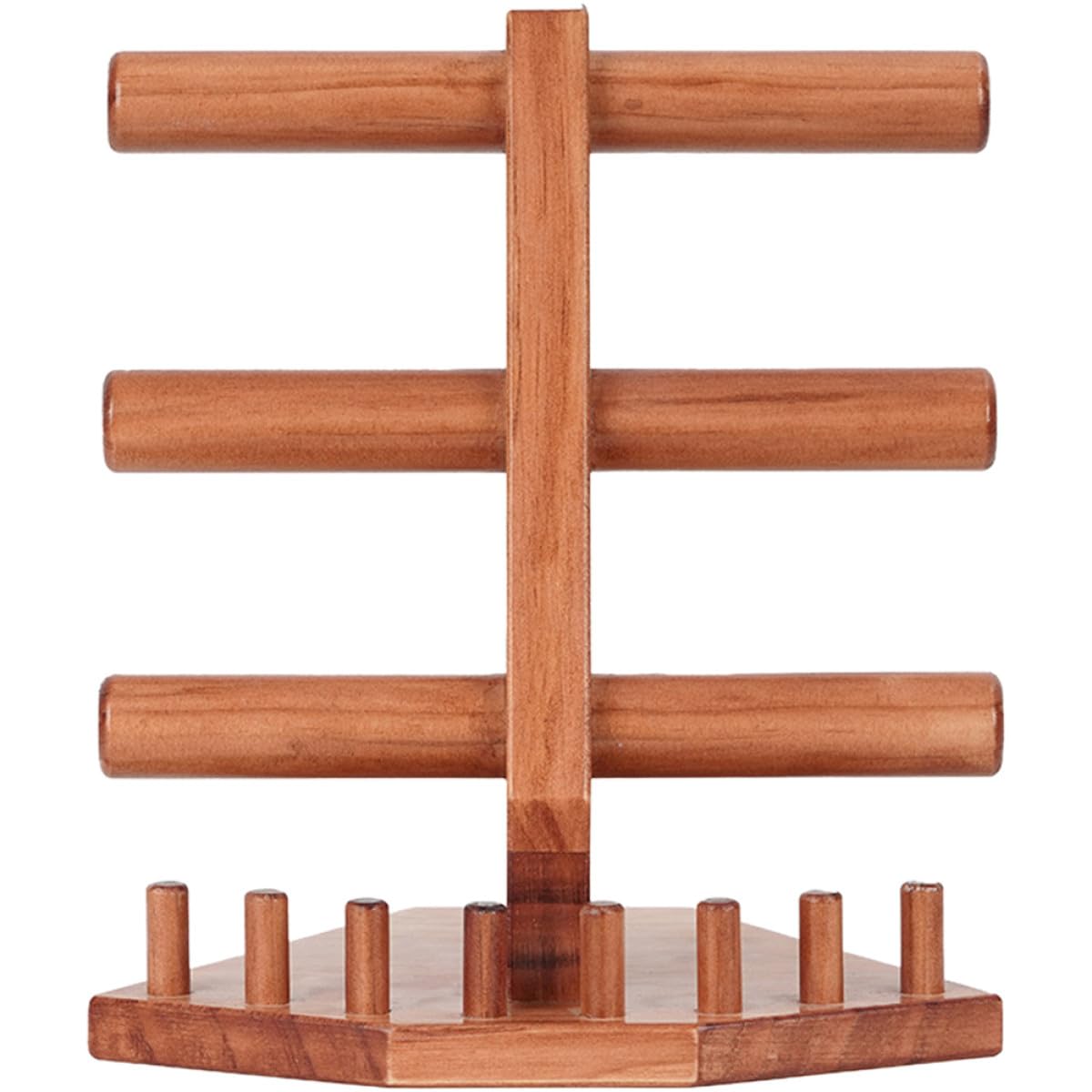 Espositore per Gioielli in Legno Massello 3 Livelli Organizer Multifunzione per Braccialetti Anelli e Orologi Portaoggetti Decorativo da Tavolo per Casa e Negozio