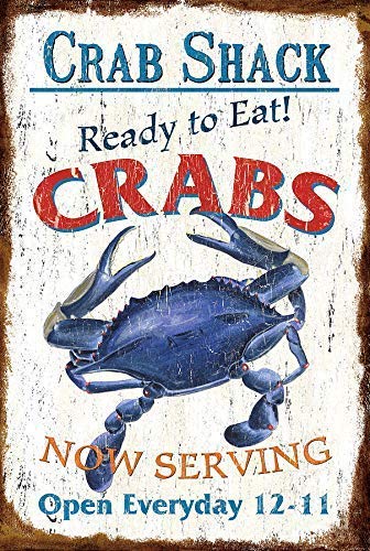 HAIMAX Vintage Metal Tin Signs Crab Shack Ready to Eat! Crabs Retro Rustic Tin Sign Pub Wall 8x12 inches Shop Decor
