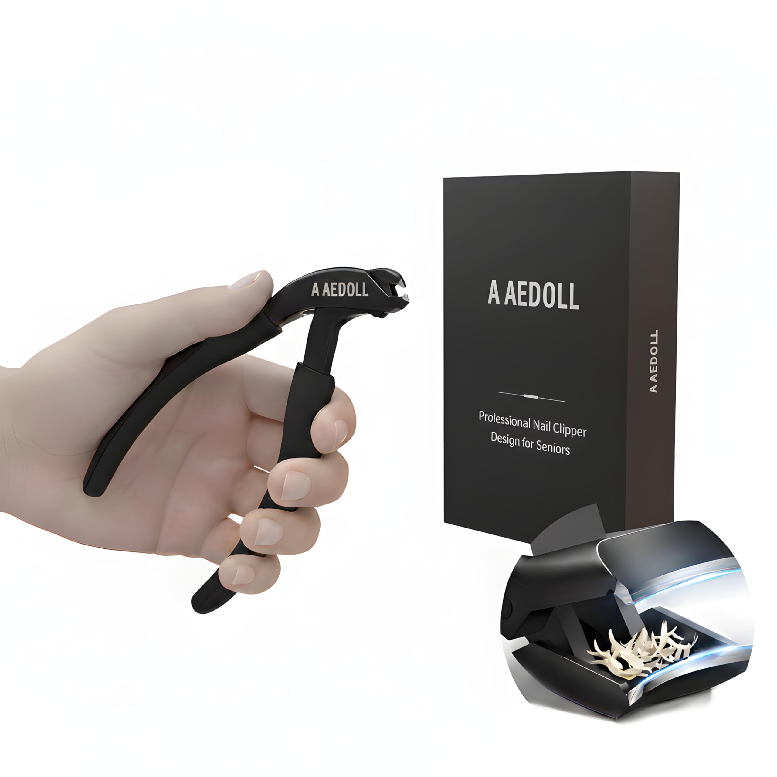 [A AEDOLL] Upgraded Toenail Clippers for Seniors, Ergonomic Design, Long Handled Nail Clippers for Man and Woman, Heavy Duty Thick Toenail Trimmer,