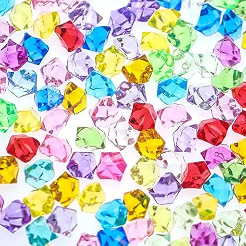 Unvtap 270 Pcs Gemstones for Kids, Pirate Jewels Treasure, Acrylic Gems Plastic Gems for Kids, Plastic Gems for Home Decoration Wedding Display Vase Fillers, Multicolor Cover