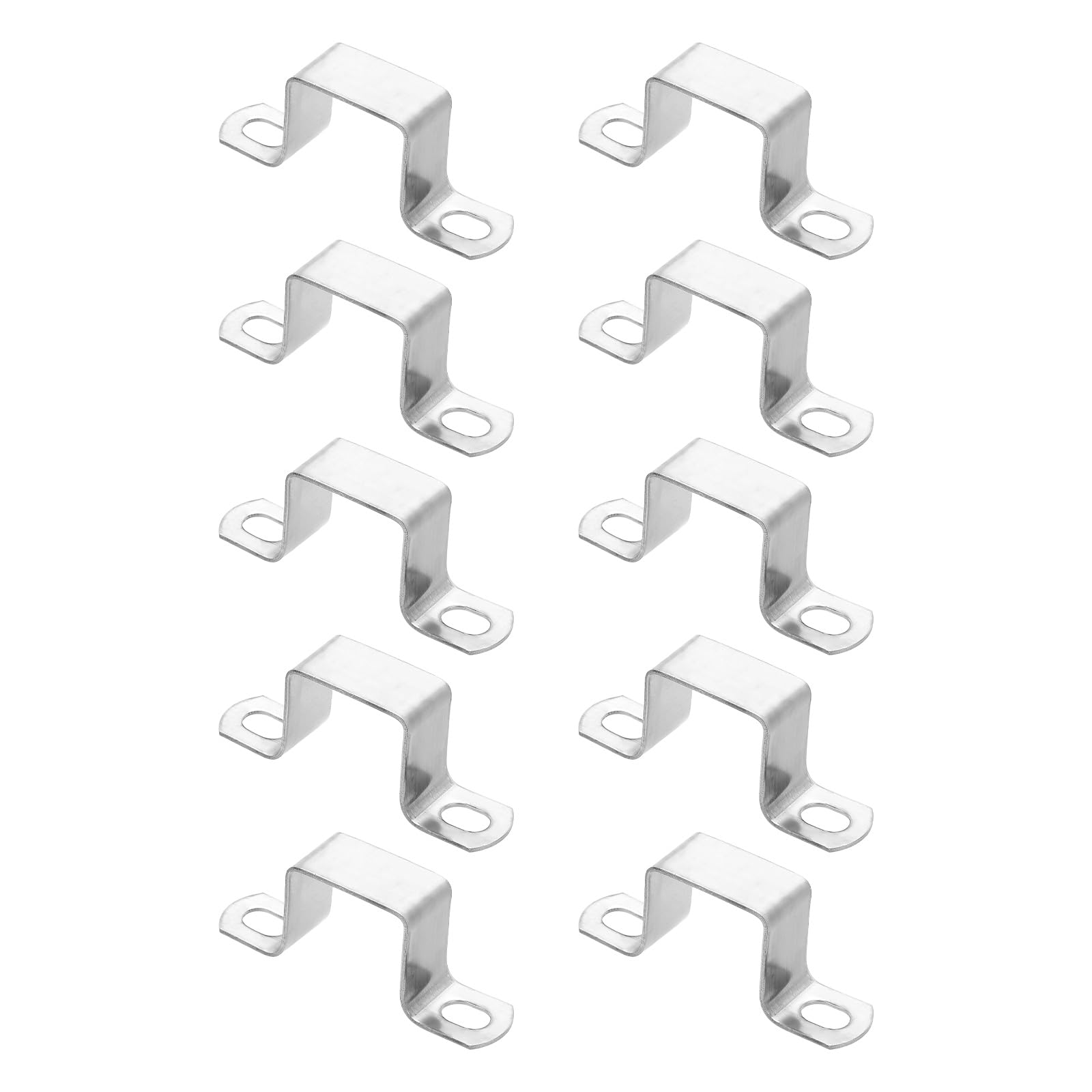 sourcing map 10pcs Square Pipe Clamp 30x30mm 304 Stainless Steel Square Tube Buckle U Shaped Tube Clamp Strut Connector for Pipe Hose Cable, Silver