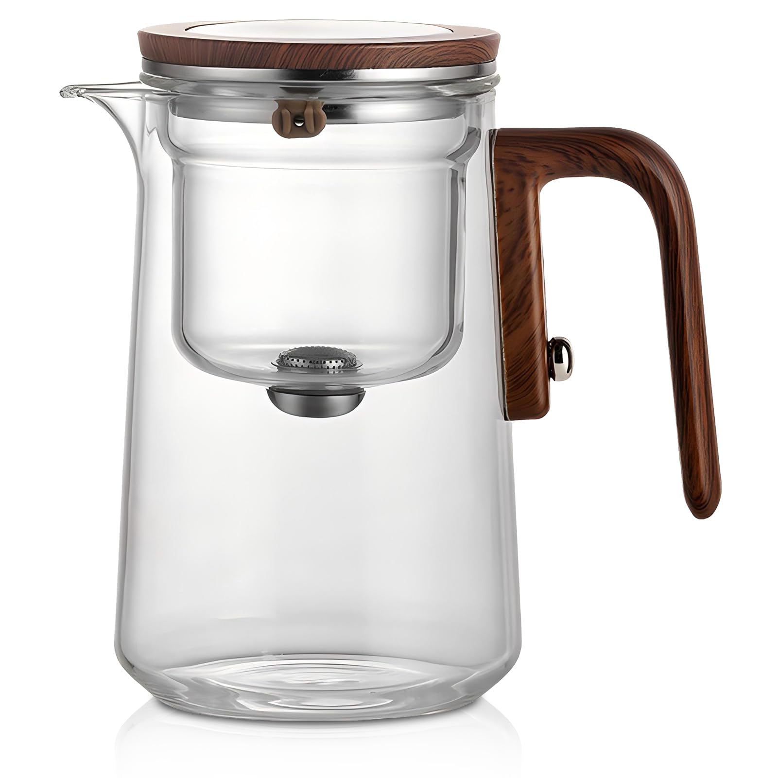 Magiczny szklany czajniczek z wypełniaczem wody i sitkiem – dozownik kontroli prasy Enchantipot do dobrego samopoczucia i popołudniowej herbaty (800 ml)