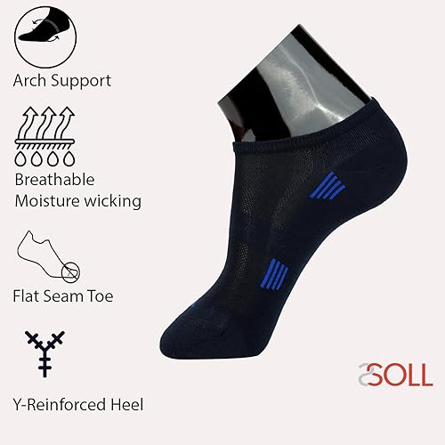 Miniatura 2 de SOLL Calcetines tobilleros de bambú de rayón para hombre, de alta calidad, suaves, absorben la humedad, transpirables, 4 pares, talla 7-10